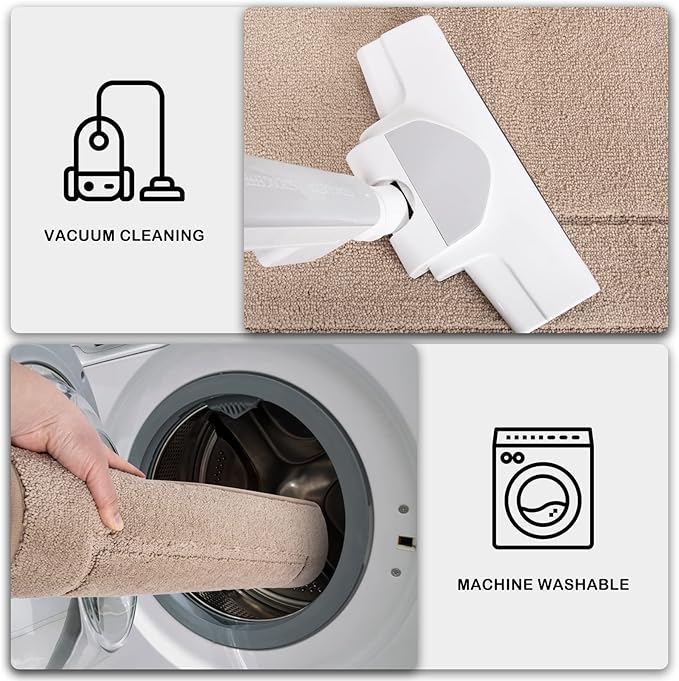 PURRUGS Machine Washable Kitchen Rug 32" x 47", Non-Slip/Skid Kitchen Runner Rugs & Floor Mats, Super Absorbent Soft Standing Mats for Kitchen, Sink & Laundry, Beige