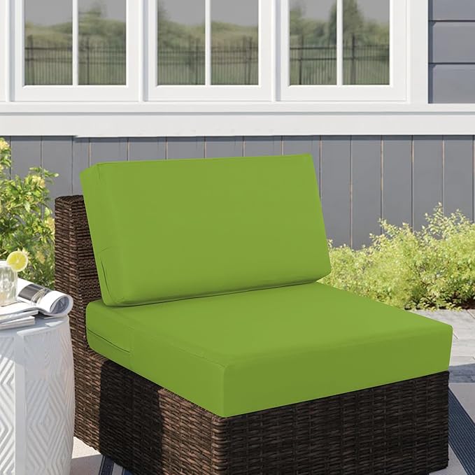 idee-home Outdoor Cushions for Patio Furniture, Outdoor Seat Cushion, Waterproof Couch Hampton Bay Deep Seat Replacement Chair Cushions for Garden Lawn Backyard Deck, 26.5 x 26.5 Green
