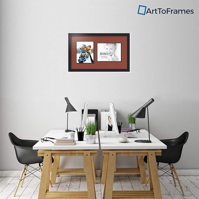 ArtToFrames Collage Photo Frame Double Mat with 1 - 8.5x11^ 8x10 Openings and Satin Black Frame