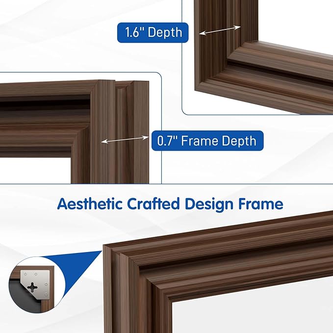 WEER Retro Copper Bathroom Mirror, 24x36 Inch Bronze Oil Rubbed Framed Mirror, Rectangle Classic Vintage Framed Wall Mirror, Farmhouse Vanity Mirror, Tempered Glass, Vertically or Horizontally