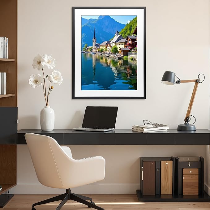 Giftgarden 18x24 Poster Frame with Mat Set of 4, 22x28 Frame Matted to 18x24 Picture for Wall Hanging, Black