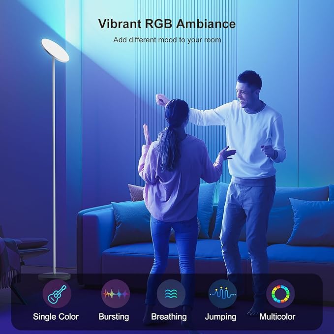 𝐑𝐆𝐁 Torchiere Floor Lamps for Living Room, 32W/3200LM Bright LED Standing Lamp with Remote, Modern Color Changing Tall Lamp with Stepless Dimming, 69" Corner Floor Lamp for Bedroom, Office