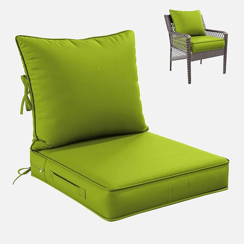 Premium Outdoor Seat Cushion Chair Cushions for Patio Furniture 22 L X 24 W X 4 H Waterproof & Fade Resistant Deep Seat and Backrest Cushion Set with Removable Covers for Chair, Sofa