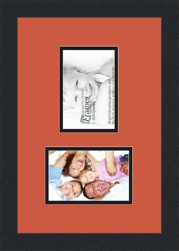 ArtToFrames Collage Photo Frame Double Mat with 2 - 4x6 Openings and Satin Black Frame