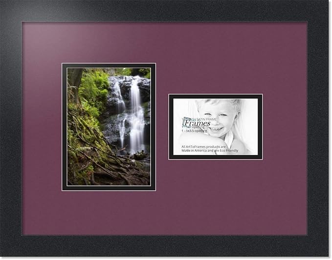 ArtToFrames Double-Multimat-109-815/89-FRBW26079 Collage Photo Frame Double Mat with 1-3.5x5, 5x7 Openings and Satin Black Frame