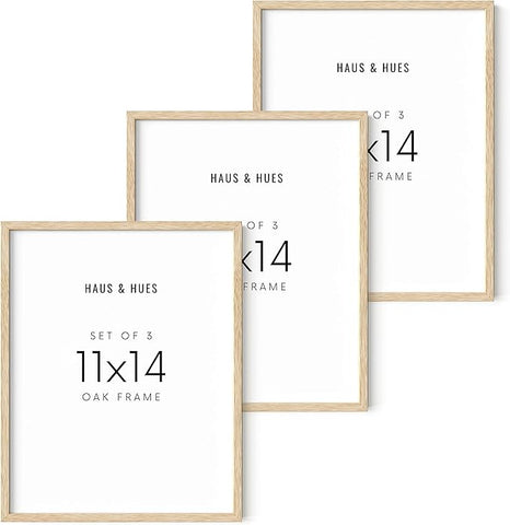 HAUS AND HUES Picture Frame, Beige Oak Wood, 11x14 inches, 3 Pack