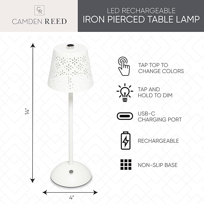 Camden Reed Table Lamp, Desk lamp, 3 Different Lighting Modes, Modern Minimal Design for Dinner/Coffee Table/Restaurant/Bedroom, Ivory