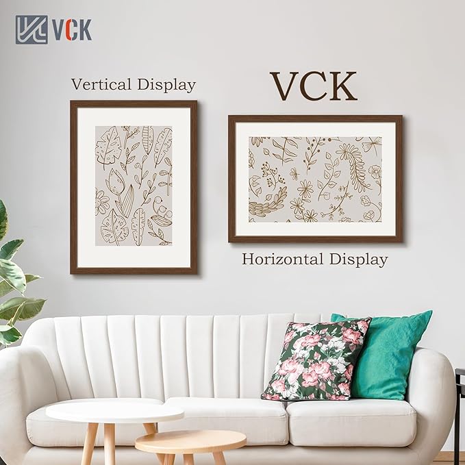 VCK 20x28 Picture Frame 5 Pack, Brown Wood Poster Frame with Exclusive Wood Grain, Wall Hanging
