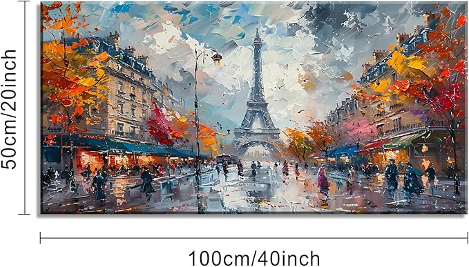 Eiffel Tower in Paris French Landscape Street View Wall Art Decor Artwork for Bedroom (20x40 Inches)
