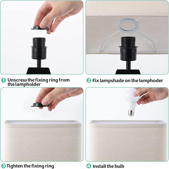 Bedside Lamps with USB Ports and AC Outlet, Touch Control Table Lamp for Bedroom 3-Way Dimmable Nightstand Lamps Set of 2 with for Living Room Dorm Office, LED Bulbs Included