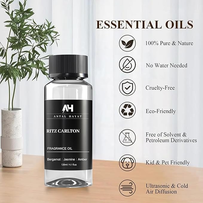 Essential Oil Aromatherapy Inspired by Luxury Hotels - Home Luxury Scent - Antal Hayat Diffuser Oil Scent - Diffuser Oil Blends for Aromatherapy (4.1 Fl Oz, Ritz Carlton)