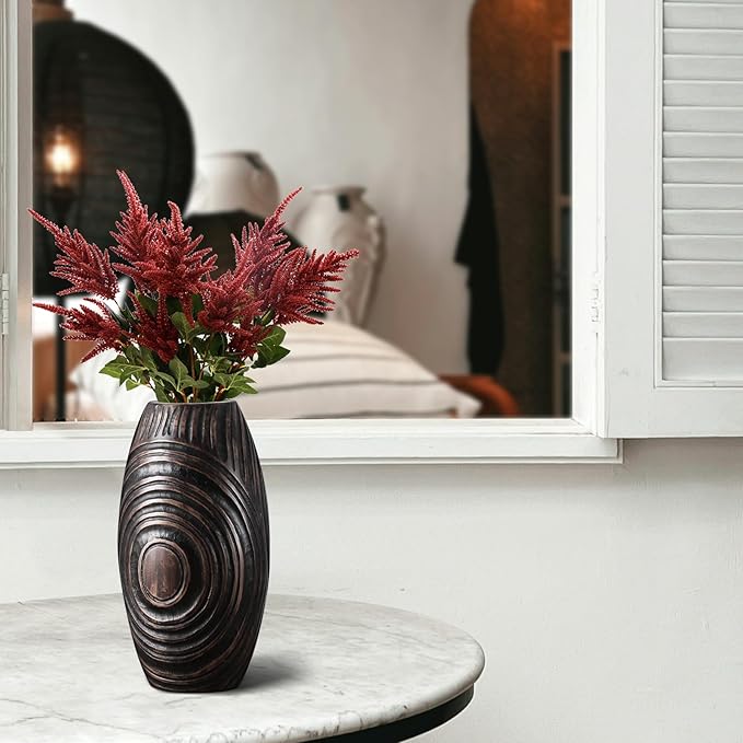 Modern Brown Resin Vase - Elegant Home Decor Accents for Dining Table, Living Room, Bookshelf, Mantel - 8.85 Inch Decorative Vase…