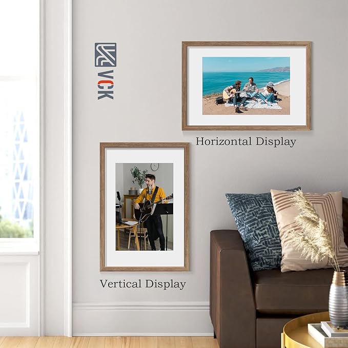 VCK 16x24 Poster Frame 5 Pack - Walnut, High-End Wood Picture Frames with Polished Plexiglass, Display 12x18 Photo with Mat or 16x24 without Mat, Art Gallery-Quality, Wall Hanging, Walnut