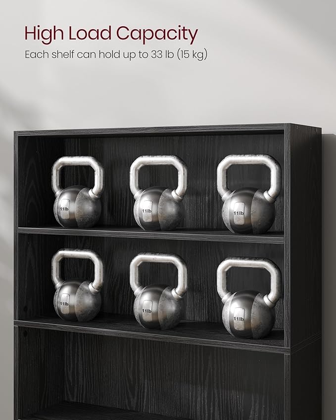 VASAGLE Set of 2 Bookshelves, 30 Inches Wide, 5-Tier Open Bookcases with Adjustable Storage Shelves, Floor Standing Units, Ebony Black ULBC175T56-2