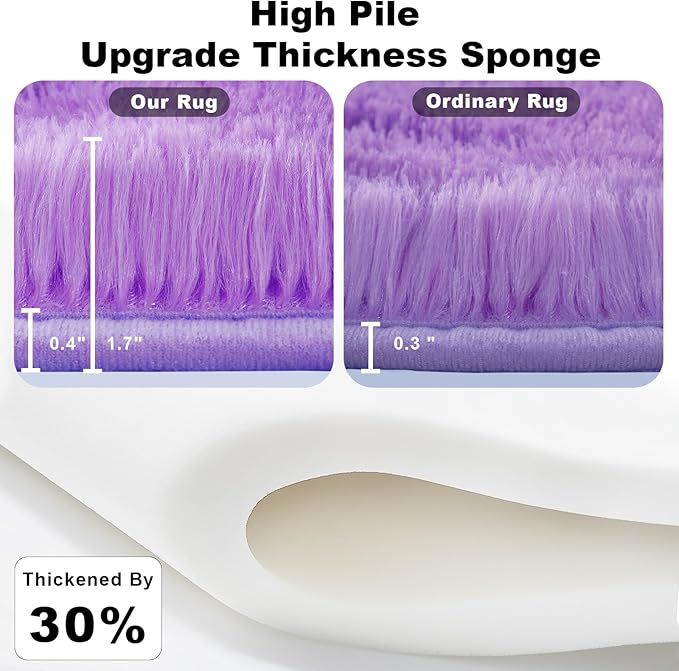 Purple Area Rugs for Girls Bedroom Living Room, 4x6 Fluffy Fuzzy Shaggy Carpet for Kids Playroom Nursery, Thick Soft Plush Mat for Kids Baby Boys Teen Dorm Home Decor Aesthetic