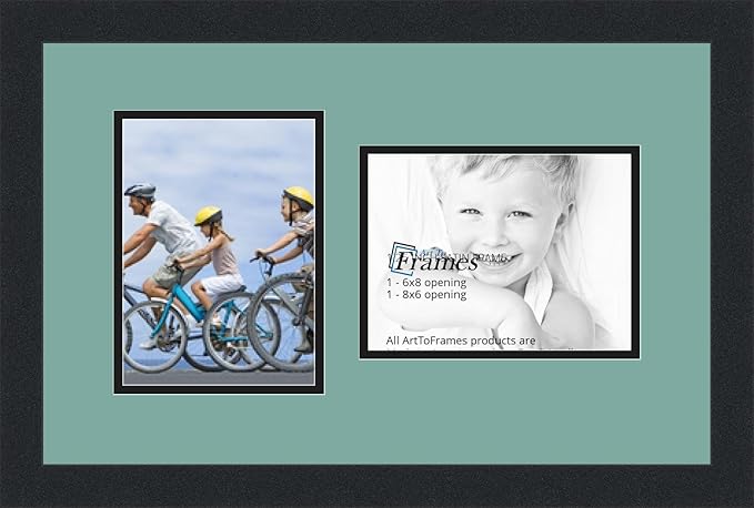 ArtToFrames Collage Photo Frame Double Mat with 2 - 6x8 Openings and Satin Black Frame