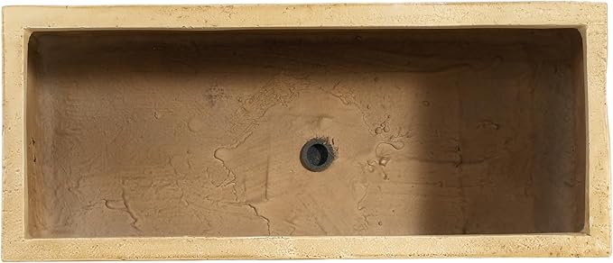 Lightweight Concrete Rectangle Planter Box,Travertine Handmade Outdoor Garden Pot with Drainage Hole & Rubber Plug,Modern Plant Container for Backyard Patio,No Assembly Needed,31.25"W Antique Brown