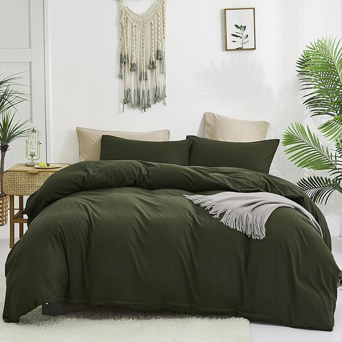 Luxlovery Army Green Comforter Set Twin Dark Green Bedding Set Minimalist Bedding Set Soft Breathable Blanket Quilts Modern All Season Comforter Set