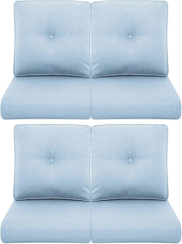 Patio Chair Cushions 4 Packs - Outside High Back Thick Water-Resistant Cushion 22x24 with Zipper Cover for Outdoor Glider Rocking Chairs Loveseat Couch – Baby Blue/Buckle