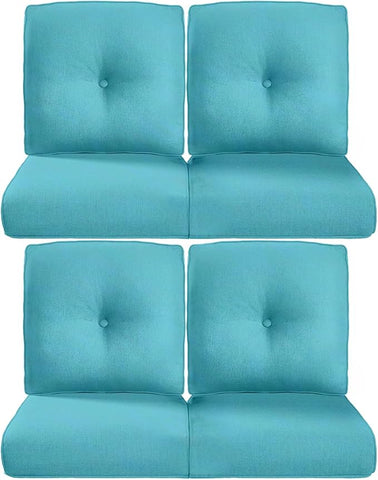 22x25/22x24 Outdoor Chair Cushions Set of 4 - Heavy Duty High Back Replacement Zippered Cushion for Patio Furniture Dining Gliding Rocking Chairs Loveseat L-Shape Sofa - Turquoise/Button
