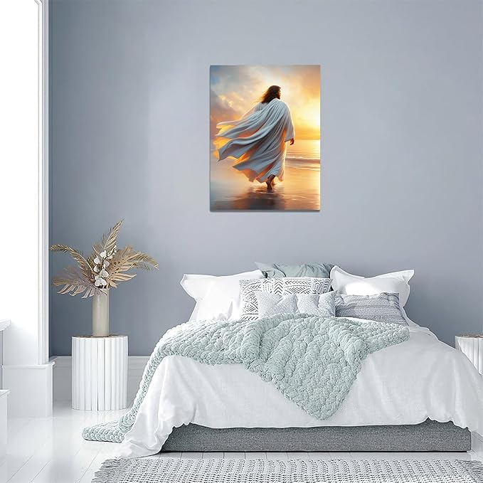 Christian Wall Art Print, Religious Scripture Biblical Decor, Faith-Based Inspirational Landscape with Cross, Digital Printed Canvas Poster for Church, Home Chapel, Prayer Room Decor