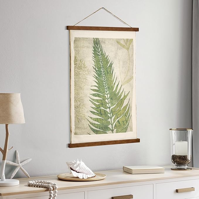 American Art Decor Fern Leaf Wall Scroll Tapestry with Rope