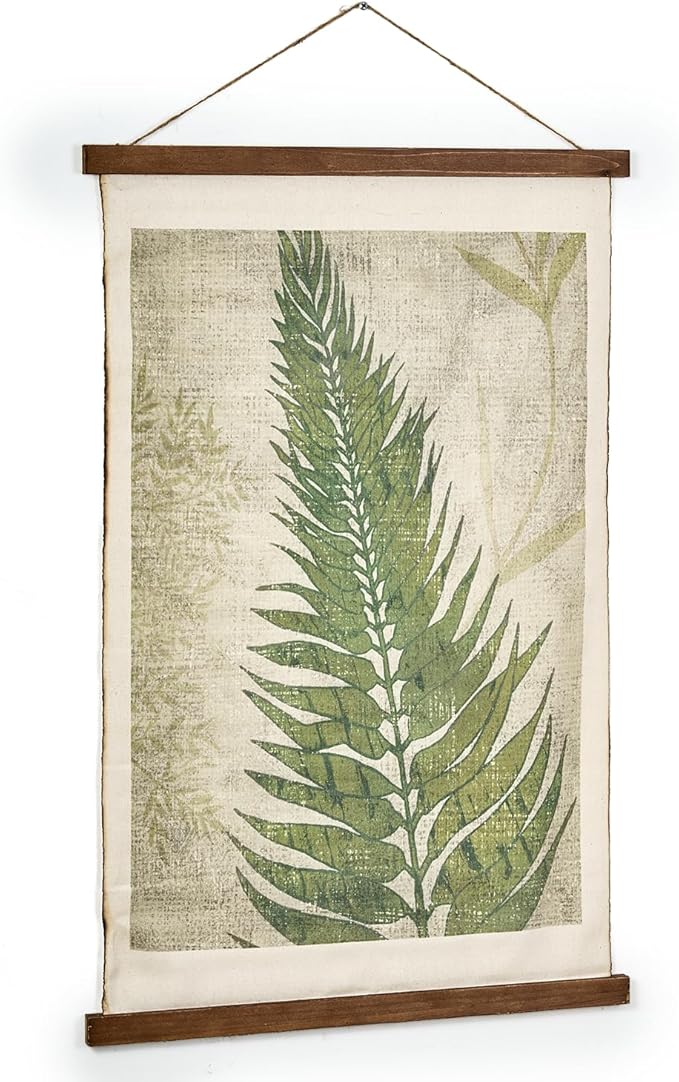 American Art Decor Fern Leaf Wall Scroll Tapestry with Rope