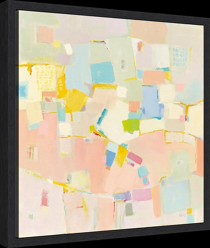 Amanti Art Framed Canvas Wall Art 16x16 Block Party by Phyllis Adams, Framed Wall Art Canvas, Abstract Artwork, Modern Decor, Small Poster Painting for Living Room, Bedroom, Bathroom, Kitchen, Office
