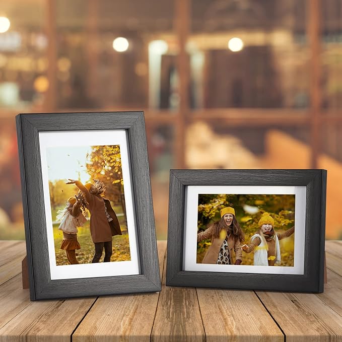Giftgarden 4x6 Picture Frame Set of 4, Matted to 3.5x5 Pictures with Mats or 4x6 Photos Without Mat, Wall or Tabletop Display, Black