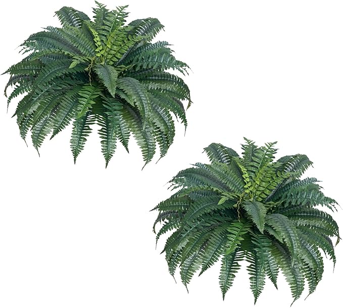 VEVOR Artificial Ferns 2 Pcs, 47 Inch Large Artificial Boston Ferns Plants, Faux Fern with 50 Branches, Artificial Plants Large for Outdoors/Indoor Home, Office,Garden (Flowerpot Unincluded)
