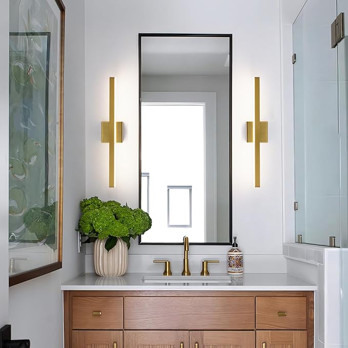 KAISITE Modern Bathroom Vanity Light Gold 24-Inch Fixture Over Mirror - Dimmable 5CCT LED Bar Light for Restroom