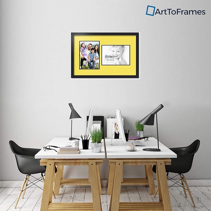 ArtToFrames Collage Photo Frame Double Mat with 2 - 8.5x12 Openings and Satin Black Frame