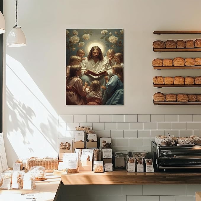 Christian Wall Art Print, Religious Scripture Biblical Decor, Faith-Based Inspirational Landscape with Cross, Digital Printed Canvas Poster for Church, Home Chapel, Prayer Room Decor