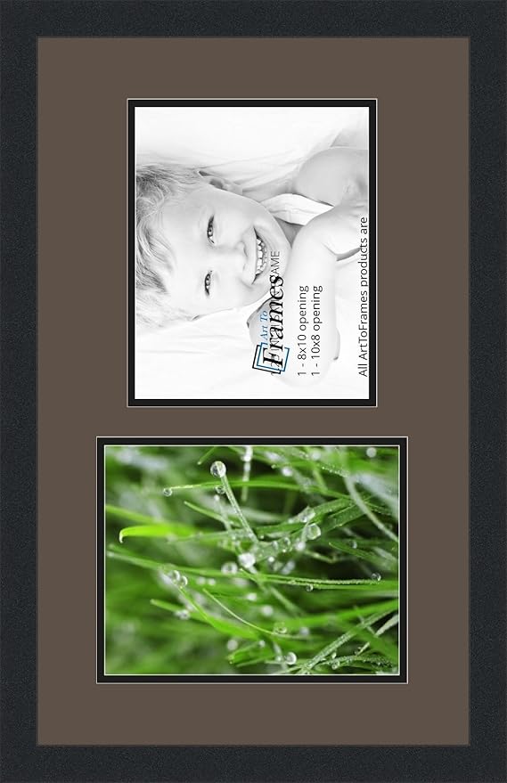 ArtToFrames Collage Photo Frame Double Mat with 2 - 8x10 Openings and Satin Black Frame