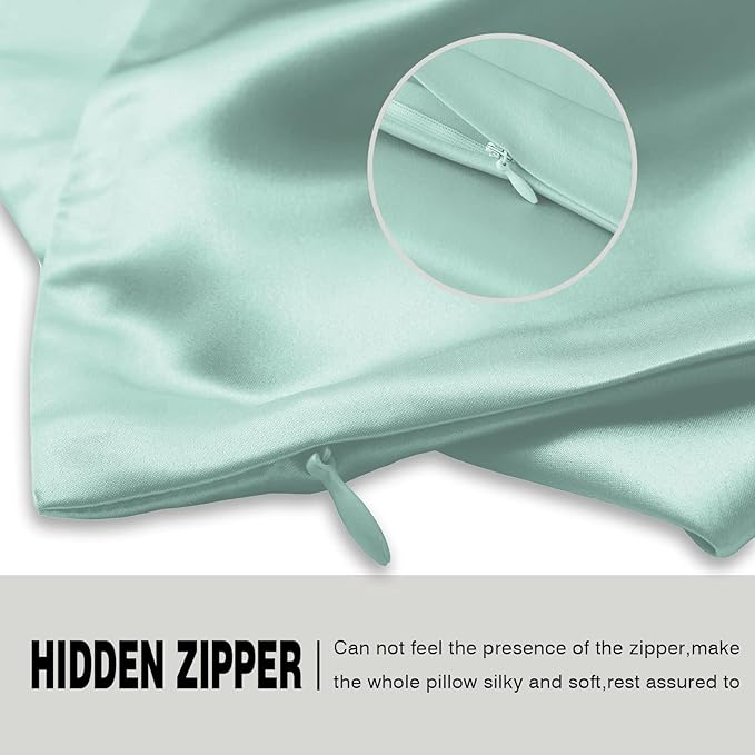 Silk Body Pillowcase Mulberry Silk Pillow Cases with Zipper Soft Breathable Smooth Cooling 20x54 inches Pillowcase for Sleep (Sage Green,20"X 54",1Pcs)