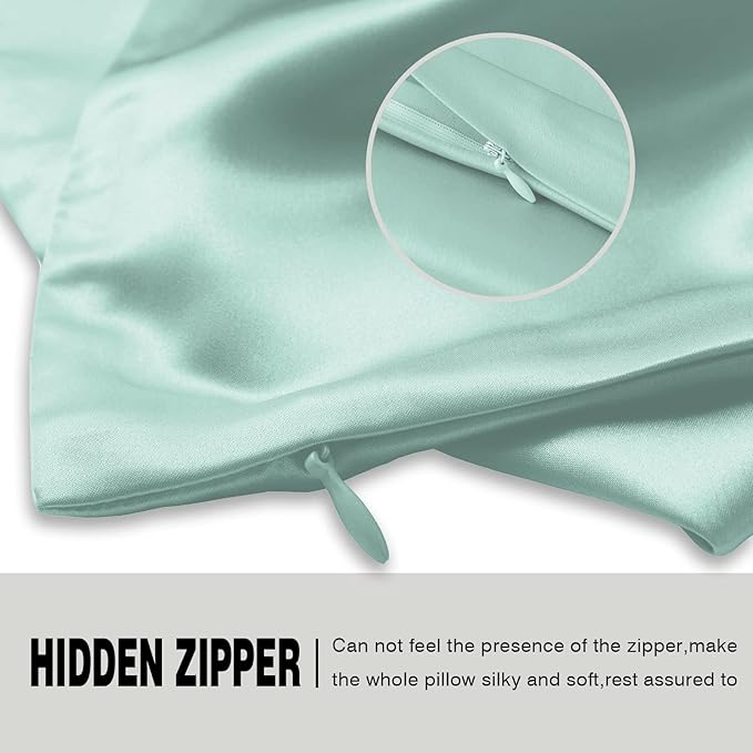 Natural Mulberry Silk Pillowcase for Hair and Skin King Size 20"X 36" Silk Pillow Cases with Hidden Zipper Soft Breathable Smooth Cooling Silk Pillow Covers for Sleeping (Sage Green,King,1Pcs)