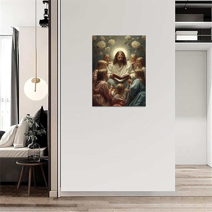 Christian Wall Art Print, Religious Scripture Biblical Decor, Faith-Based Inspirational Landscape with Cross, Digital Printed Canvas Poster for Church, Home Chapel, Prayer Room Decor