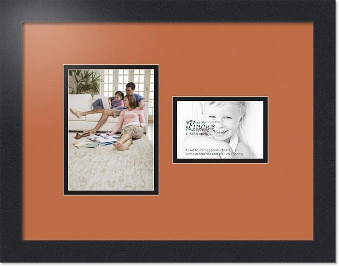 ArtToFrames Collage Photo Frame Double Mat with 1 - 3.5x5^ 5x7 Openings and Satin Black Frame