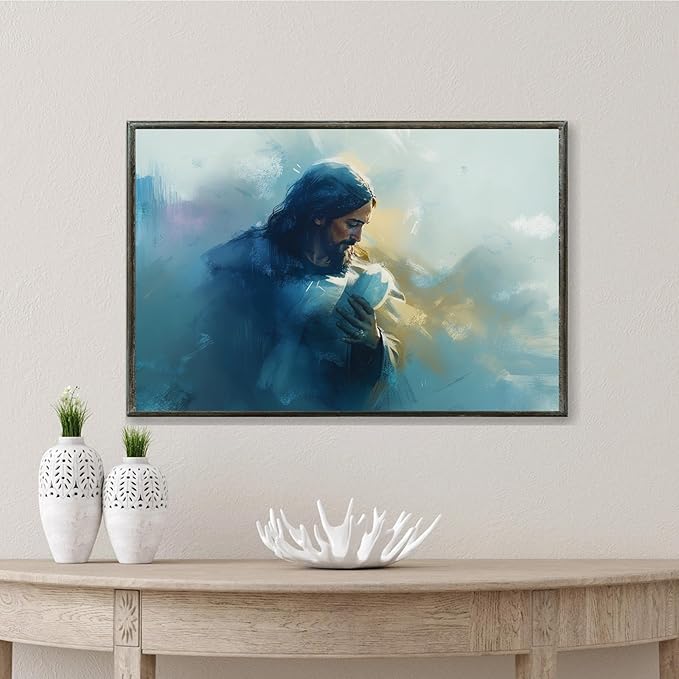 Christian Wall Art Print, Religious Scripture Biblical Decor, Faith-Based Inspirational Landscape with Cross, Digital Printed Canvas Poster for Church, Home Chapel, Prayer Room Decor