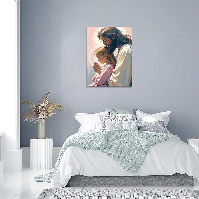 Christian Wall Art Print, Religious Scripture Biblical Decor, Faith-Based Inspirational Landscape with Cross, Digital Printed Canvas Poster for Church, Home Chapel, Prayer Room Decor