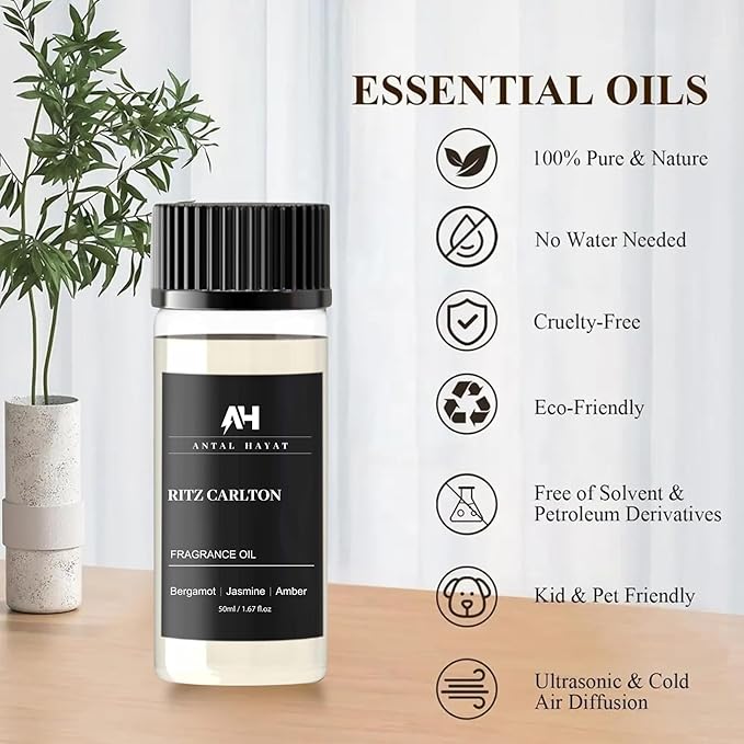 Essential Oil Aromatherapy Inspired by Luxury Hotels - Home Luxury Scent - Antal Hayat Diffuser Oil Scent - Diffuser Oil Blends for Aromatherapy (1.67 Fl Oz, Ritz Carlton)