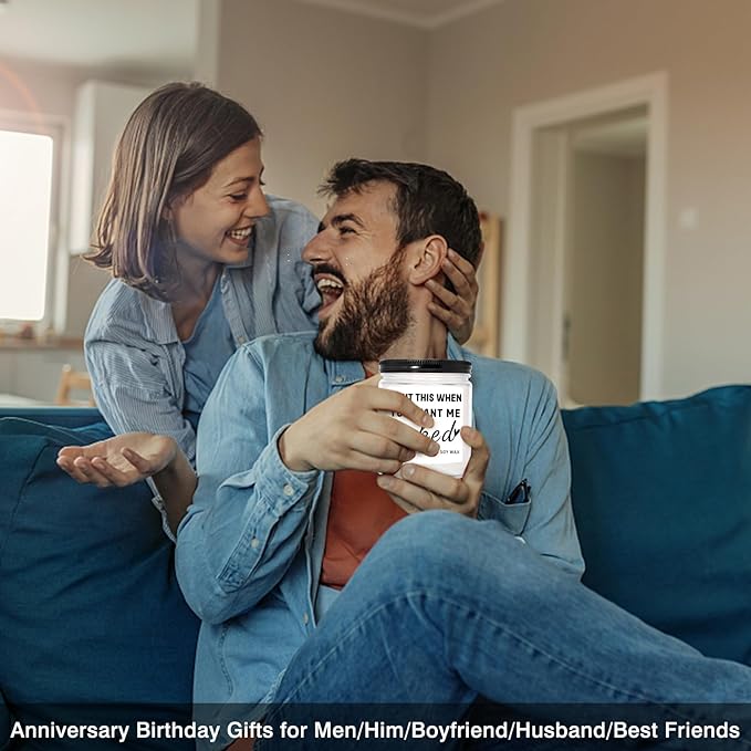 Homsolver Gifts for Boyfriend Husband Men Couples, Funny Birthday Anniversary Wedding Valentines Christmas Romantic Gifts for Boyfriend, Husband, Men, Naughty Unique Lavender Candle