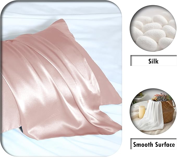 Mulberry Silk Pillow Cases Standard Size Silk Pillowcase with Zipper Soft Breathable Smooth Cooling Satin Silk Pillow Covers for Sleeping for Hair and Skin (Coral,20"X 26",1Pcs)