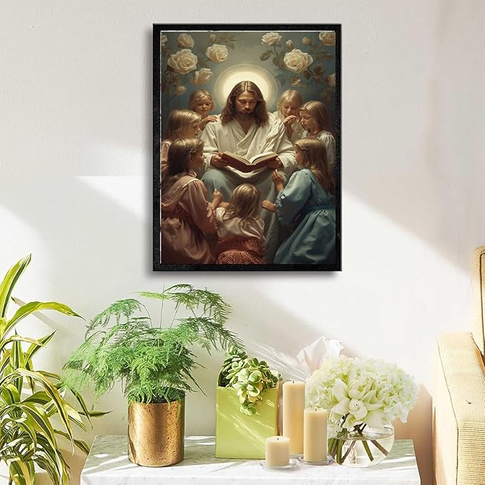 Christian Wall Art Print, Religious Scripture Biblical Decor, Faith-Based Inspirational Landscape with Cross, Digital Printed Canvas Poster for Church, Home Chapel, Prayer Room Decor