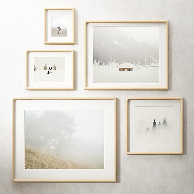 11x14 Picture Frame Set of 2, USA-Sourced Maple Wood Photo Frame with Tempered Glass, Handcrafted Rounded Corner 11 x 14 Wooden Frame Matted to 8x10 Photos