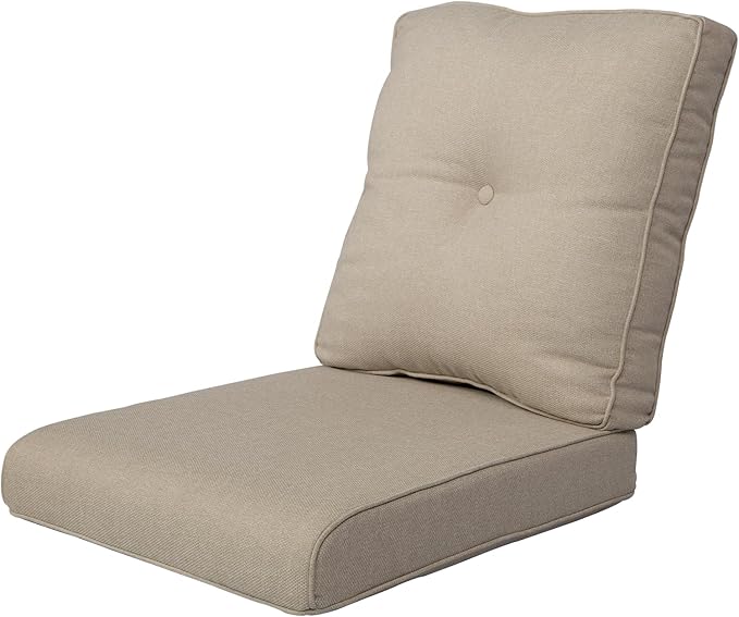 Patio Cushions for Outdoor Furniture - 22×24 Inch High Back and Deep Seating Outdoor Cushion for Patio Chairs Sofa Couch Loveseat Water Resistant(Beige/1 Set/Button)