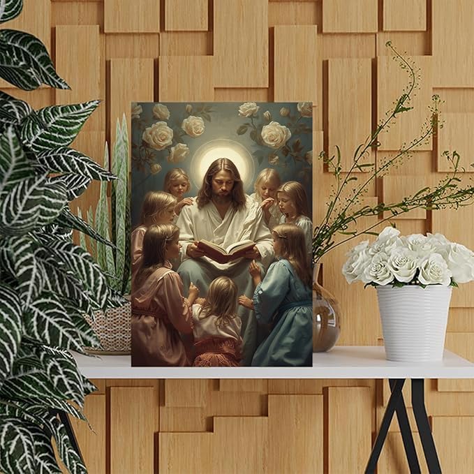 Christian Wall Art Print, Religious Scripture Biblical Decor, Faith-Based Inspirational Landscape with Cross, Digital Printed Canvas Poster for Church, Home Chapel, Prayer Room Decor