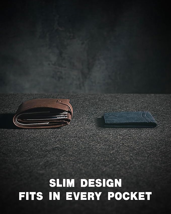 Zitahli Slim Wallet for Men Gifts 12 Card Slots ID Window With Money Clip Minimalist RFID Front Pocket Bifold Leather Small Thin Gift Box Dad Birthday Christmas Regalos Hombres