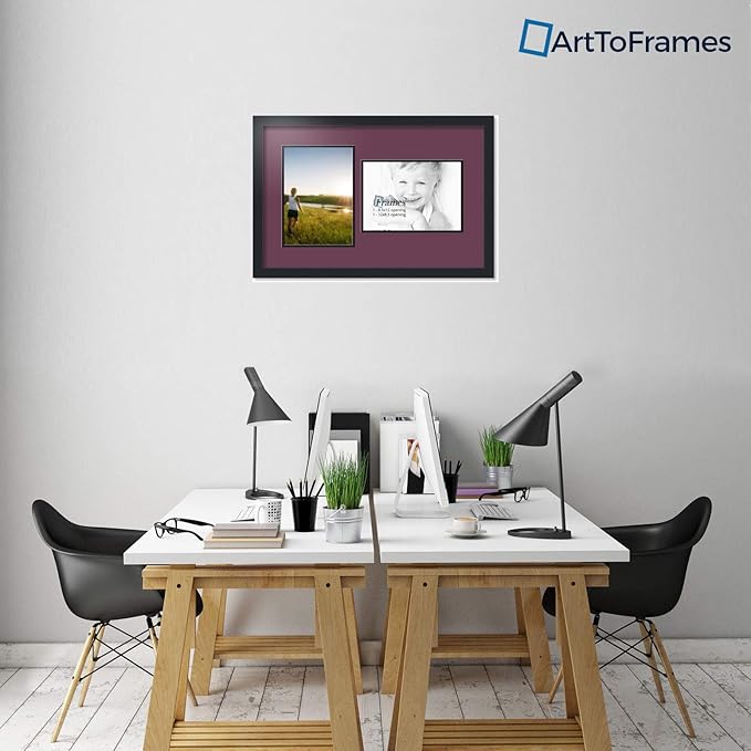 ArtToFrames Double-Multimat-776-815/89-FRBW26079 Collage Photo Frame Double Mat with 2-8.5x12 Openings and Satin Black Frame