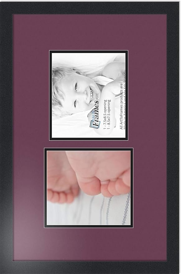 ArtToFrames Collage Photo Frame Double Mat with 2 - 7.5x8.5 Openings and Satin Black Frame